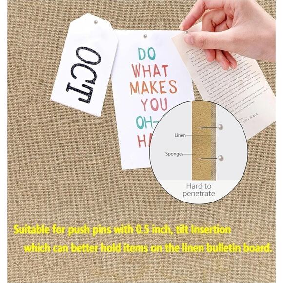 Vision Board Linen Bulletin Board Cork Board White Frame, 21"×27" Pin Boards - Picture 5 of 8